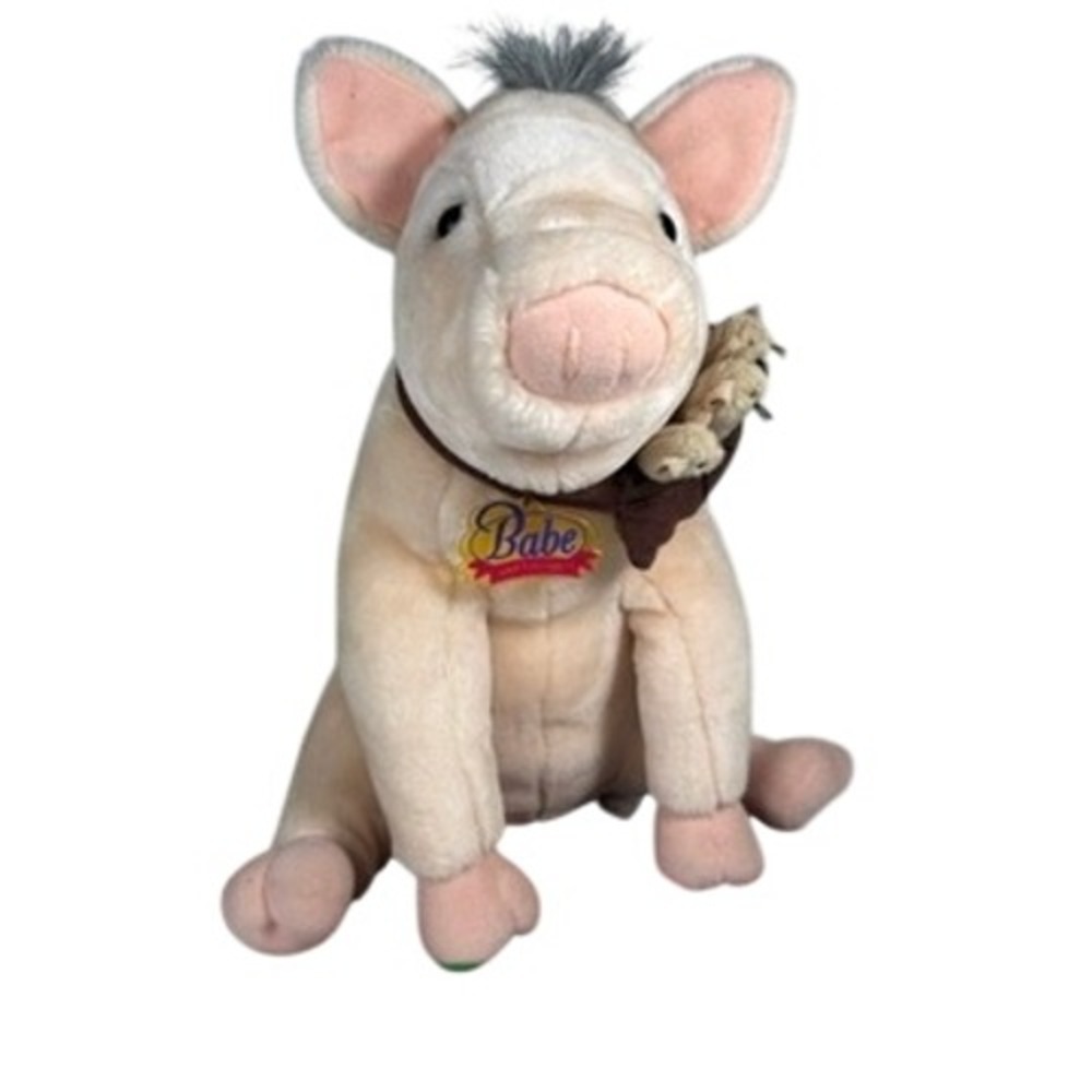 Vintage Babe and Friends Pig Plush with Mice in Pouch Movie Collectible Toy 12"